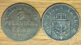 Superoferta !!! Germania state - Prusia / Prussia - set raritati 2 x 3 Pfenninge / Pfennig 1846 + 1868 literele A si B - serii diferite