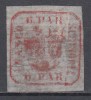 ROMANIA 1862 LP 9 PRINCIPATELE UNITE EMISIUNEA I - 6 PARALE VISINIU PE HARTIE VARGATA ORIZONTAL GUMA ORIGINALA SARNIERA, Nestampilat