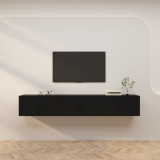 Dulapuri TV montate pe perete, 3 buc., negru, 80x34,5x40 cm GartenMobel Dekor, vidaXL
