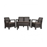 Set mobilier de gradina tarifa lounge, 4 piese, maro/ gri- taupe, Keter