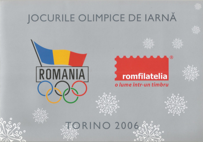 Rom&acirc;nia, Jocurile Olimpice de Iarnă, Torino, 2006, pliant filatelic, 2006