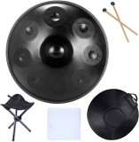 Set Handpan Zamo&reg;, 9 Note, 56 cm, Negru, cu Bețe, Husă și Stand