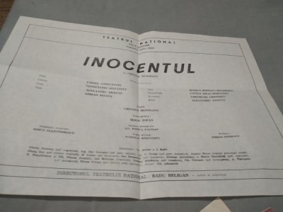 PLIANT TEATRU RSR TEATRUL NATIONAL STAGIUNEA 1982-1983 INOCENTUL foto