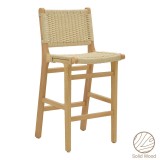 Cumpara ieftin Scaun de bar Julien lemn de arbore de cauciuc culoare lemn natural - funie culoare lemn naturala 45x46x95cm