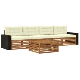 vidaXL Set de canapele de exterior cu pernă 5 pcs Natural și Crem 3383003