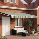 vidaXL Copertină retractabilă manuală Verde și alb 4 x 2 m 3418941