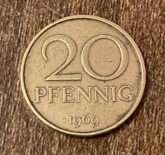 C50 - Moneda foarte veche - Germania Democrata DDR - 20 pfennig - 1969