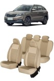 Cumpara ieftin Set huse scaune piele si textil bej SKODA KAMIQ 2016-2023 Premium (Bancheta fractionata )