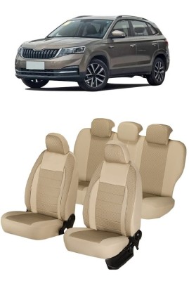 Set huse scaune piele si textil bej SKODA KAMIQ 2016-2023 Premium (Bancheta fractionata ) foto