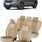 Set huse scaune piele si textil bej SKODA KAMIQ 2016-2023 Premium (Bancheta fractionata )