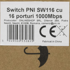 Switch PNI SW116, 16 x 10/100/1000 Mbps, Gigabit, carcasa metalica