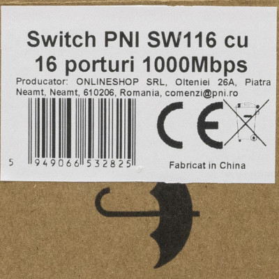 Switch PNI SW116, 16 x 10/100/1000 Mbps, Gigabit, carcasa metalica foto