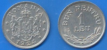 ROMANIA 1924. 1 leu