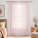Perdea din Voal Roz cu Pompon, 140x260cm, CMCLASS