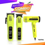 Cumpara ieftin Set ROVRA - IMPACT - Masina de tuns + Masina de contur + Uscator de par Intense - Verde