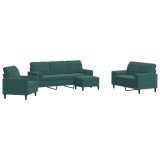 Cumpara ieftin Set canapele cu perne/rulouri, 4 piese, verde inchis, catifea