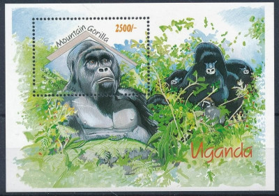 Uganda 1992 - Fauna, gorila, colita neuzata foto