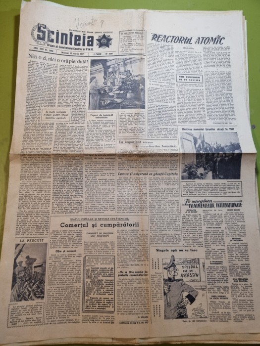 scanteia 27 martie 1957-reactor atomic,orasul sibiu