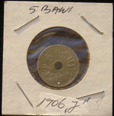 C10 3 - Moneda foarte veche - Romania - 5 banI - 1906 J