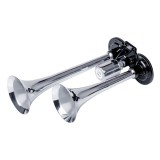 Claxon Camion de tip "goarna", dublu, bitonal, finisaj cromat, alimentare 12V -