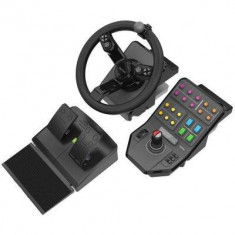 Pachet de Echipament Greu Farm Simulator Volan Pedale ?i Panou Lateral de Control Logitech G Saitek USB Negru foto