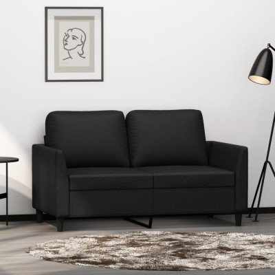 vidaXL Canapea cu 2 locuri, negru, 120 cm, piele ecologică 359328 foto