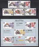 Isle of Man 1993 - Motociclete - Piloții de curse și motocicletele lor, Serie + Bloc, MNH