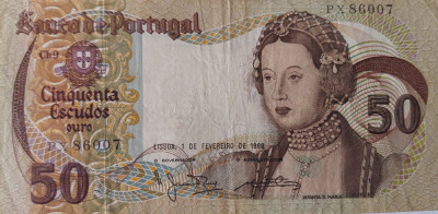 portugalia bancnota 50 escudos 1980 foto