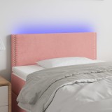 VidaXL Tăblie de pat cu LED, roz, 90x5x78/88 cm, catifea