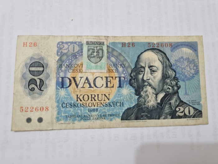 bancnota slovacia 20 k 1993 (1988)