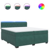 Cumpara ieftin Pat box spring cu saltea, verde inchis, 200x200 cm, catifea