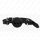 Kink Collar &amp; Gag-Gag din Silicon Integral 55 X 2 cm cu Bila 5-Negru, Mărime L