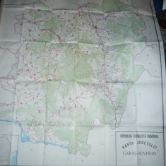 Harta mare a Judetului Caras-Severin 1984 ,dim.= 141x126cm RSR Inst. Geodezie