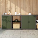 VidaXL Set de depozitare pentru bucătărie cu raft Altele 3 pcs Verde măsliniu