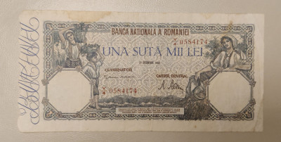 Rom&amp;acirc;nia - 100 000 Lei (20 decembrie 1946) sY/4 0584174 foto