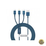 Cablu Incarcare USB-A - Lightning / microUSB / USB-C Baseus Superior 3in1 Series 20W 1.5m Albastru CAMLTYS-03