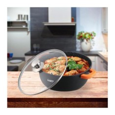 Semioala aluminiu turnat cu capac, 28 x 12.5 cm, 6.5 L, Dark Line, Cooking by Heinner
