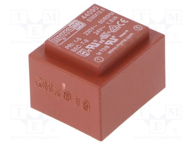 Transformator MYRRA 1,5VA 230VAC 24V 63mA PCB Incapsulat