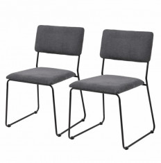Set de 2 scaune Paulista tesatura/fier, negru, 50 x 80 x 54 cm foto