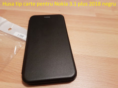 Husa tip carte pentru Nokia 3.1 plus 2018 negru calitate si ieftin la pret foto