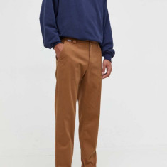 Tommy Jeans pantaloni barbati, culoarea maro, cu fason chinos