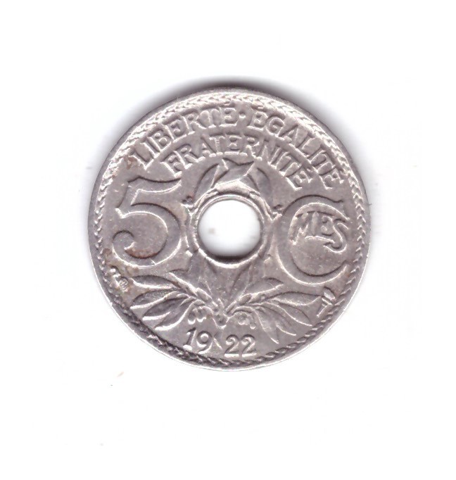 Moneda Franta 5 centimes 1922, stare buna, curata