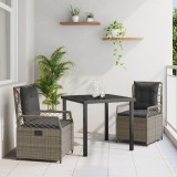 vidaXL Set de dining pentru grădină , 3 piese, gri, din ratan sintetic