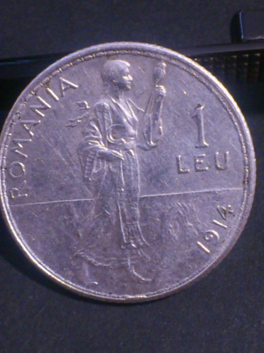 1 leu 1914 argint [4.98/5.00 grame], Romania, stare UNC (poze) [4]