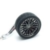 Breloc metalic anticoroziv, model roata auto, Negru, Oem