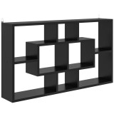 HOMCOM Etajeră de Perete cu 8 Compartimente, 85 x 14,5 x 47,5 cm, Lemn, Negru | Aosom Romania