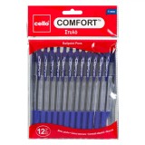 Set Pixuri Ballpoint, Cello Comfort, Corp Transparent, Grip Albastru, V&acirc;rf 1.0mm, 12 Bucăți
