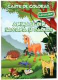 Carte de colorat cu abtibilduri - Animale din savana si din padure - Ars Libri
