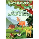 Carte de colorat cu abtibilduri - Animale din savana si din padure - Editura Ars Libri