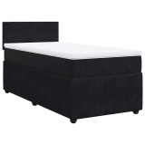 Cumpara ieftin Pat box spring cu saltea, negru, 90x190 cm, catifea